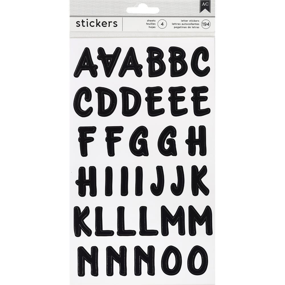AC Flat Alphabet Stickers - Black Brush