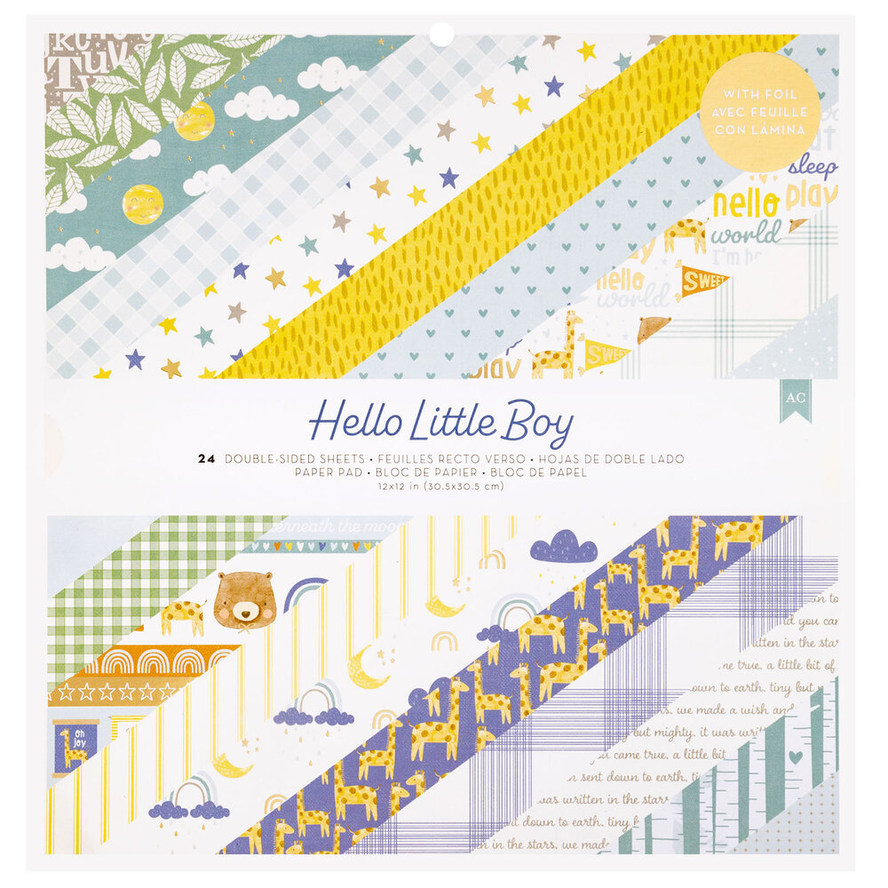 Hello Little Boy 12x12 Inch Paper Pad Gold Foil - zum Schließen ins Bild klicken
