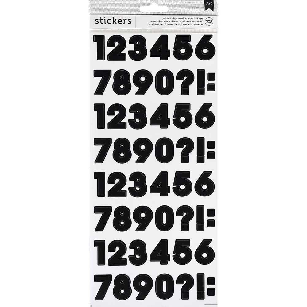 AC Chipboard Stickers - Numbers Black