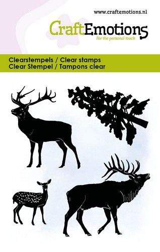 CraftEmotions Clearstamps 6x7cm - Rentier mit Baum - zum Schließen ins Bild klicken