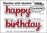 Crealies Wordzz with Shadow Happy Birthday (ENG) C