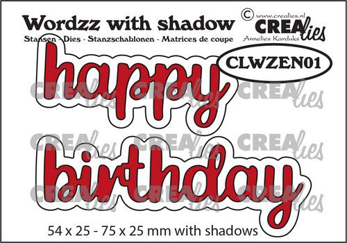 Crealies Wordzz with Shadow Happy Birthday (ENG) C - zum Schließen ins Bild klicken