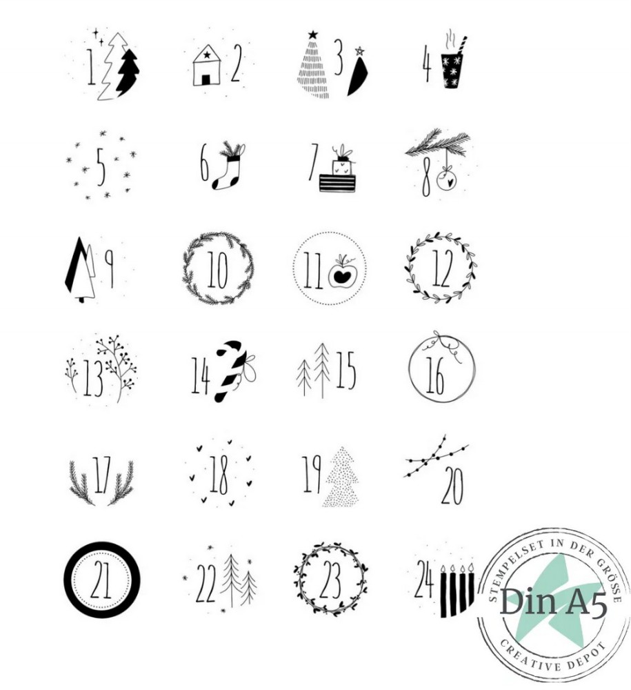 CD Stempelset - Designline - Adventskalenderzahlen
