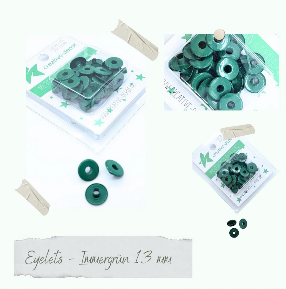 Breite Eyelets - Immergrün - 40 Stück