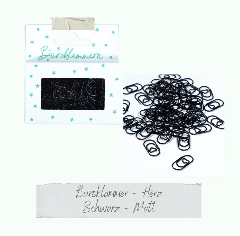 CD Büroklammern Herz - schwarz - matt - 50 S