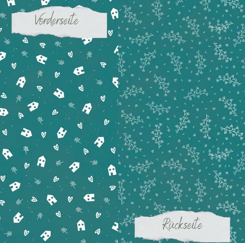 CD Designpapier - Basic - Smaragd Häuser und Zweig