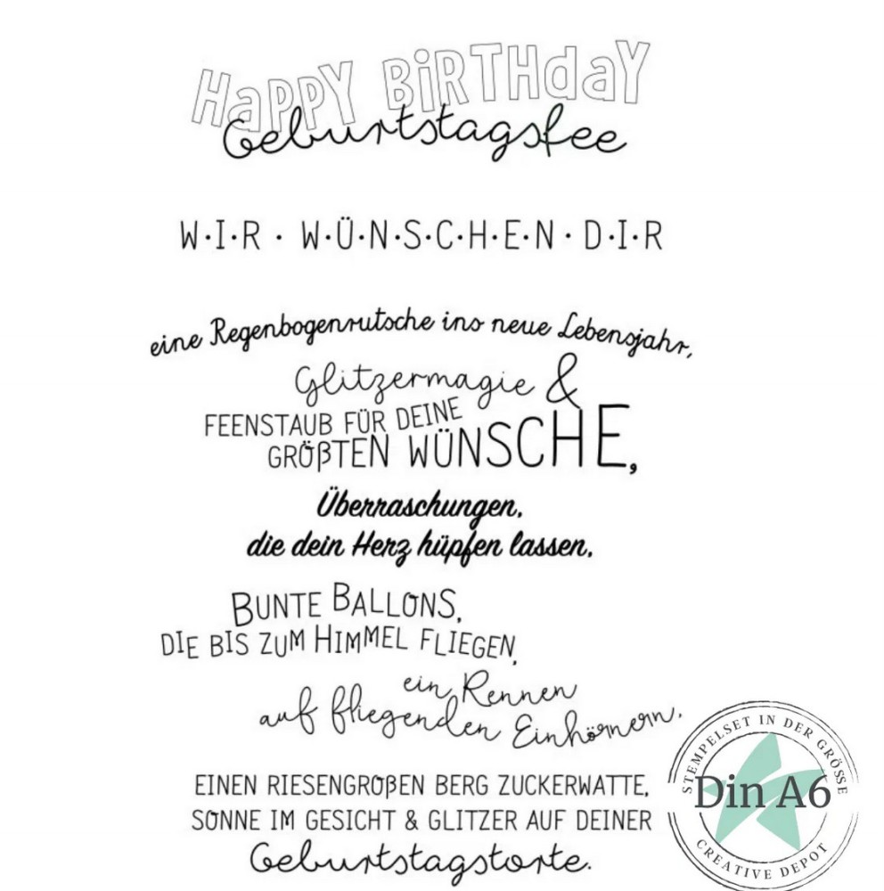 CD Stempelset - Kartentext - Geburtstagsfee