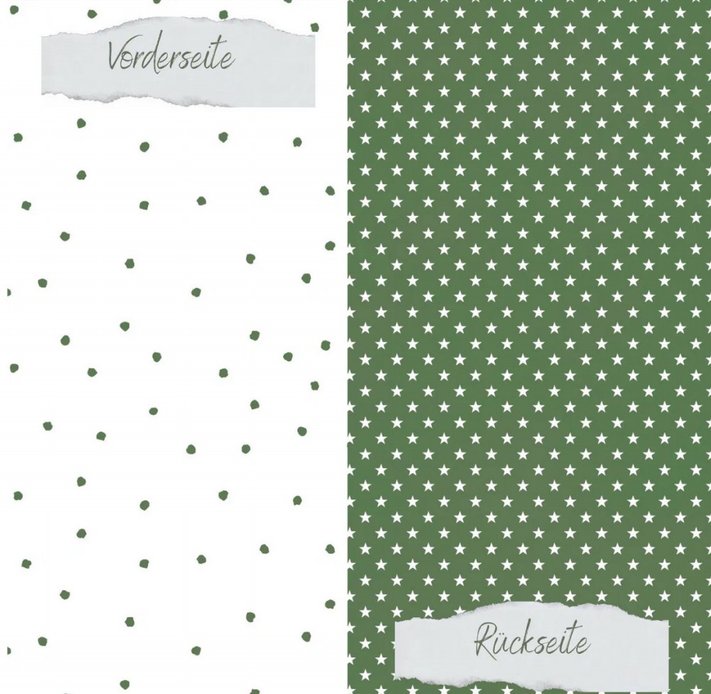 CD Designpapier Basic - Olive Tupfen und Sternchen