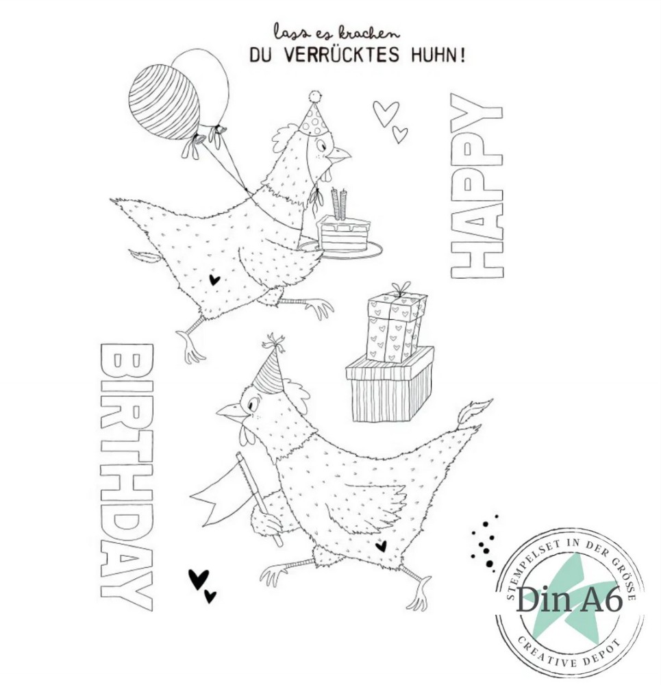 CD Stempelset - Designline - Partyhuhn