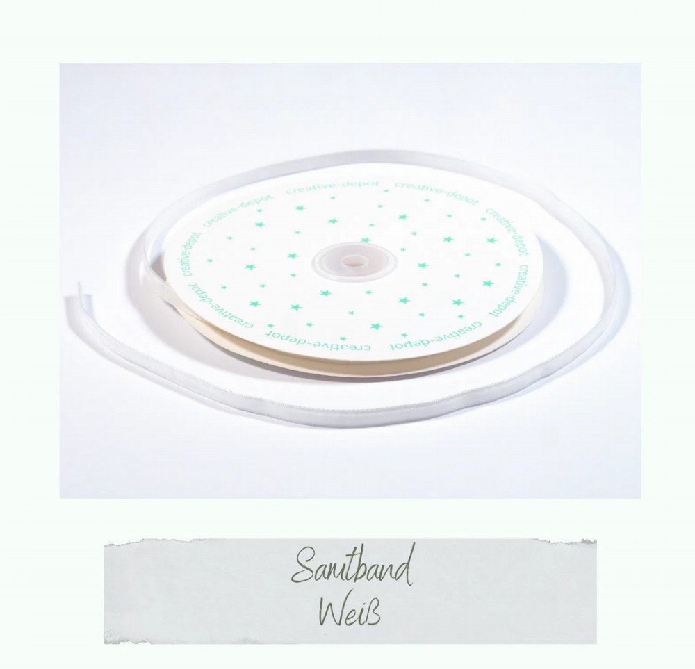 CD Samtband - Weiß -10 m Bänderliebe