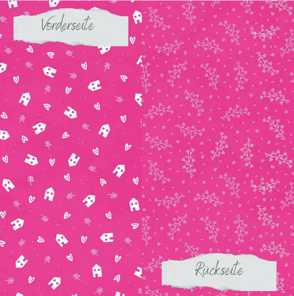 CD Designpapier Basic - Sommerpink - Doodle Häuser