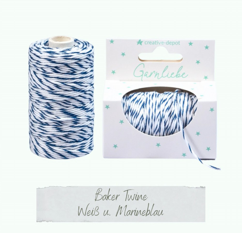 CD Baker Twine - Weiß & Marineblau Garnliebe 45 Me