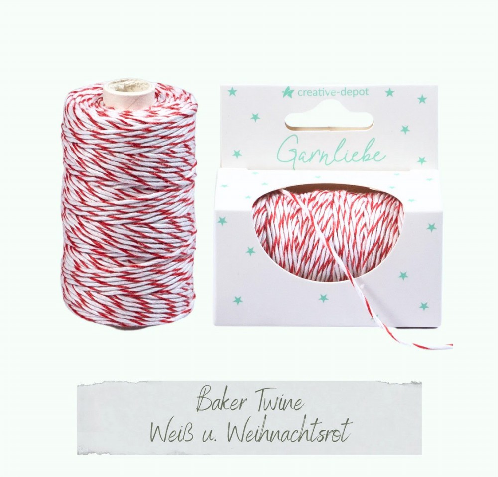 CD Baker Twine - Weiß & Weihnachtsrot Garnliebe 45
