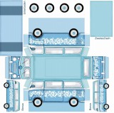CD Designpapier - Vintage Bus Blumen - 30,5x30,5