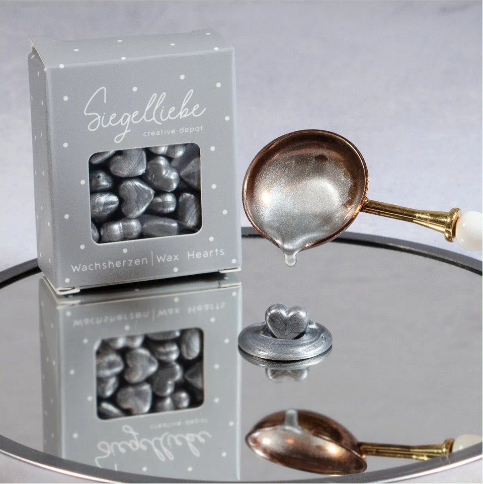 Wachsherzen silber Siegelliebe