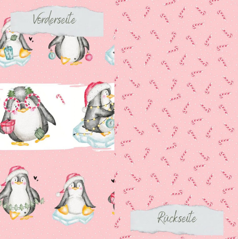 CD Designpapier - Weihnachtspinguine rosa