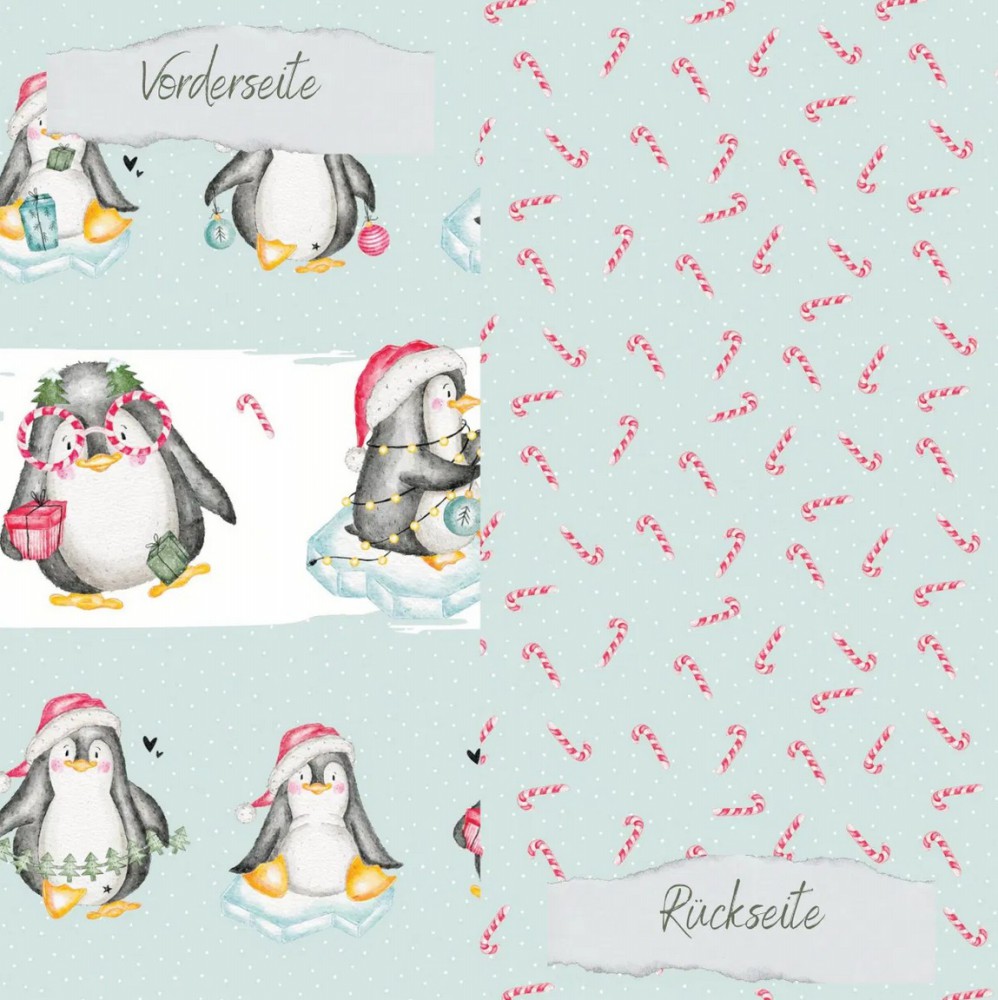 CD Designpapier - Weihnachtspinguine salbei