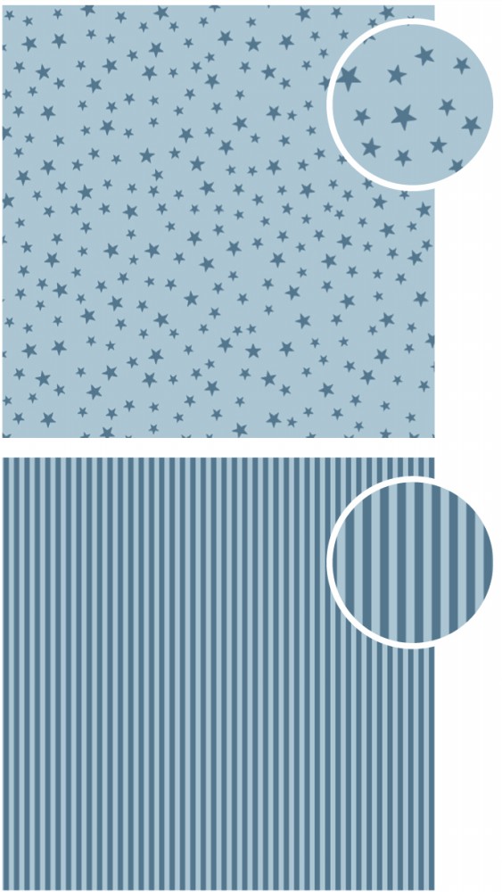 Dini Design - Sterne / Streifen Schwedenblau 30,5x - zum Schließen ins Bild klicken