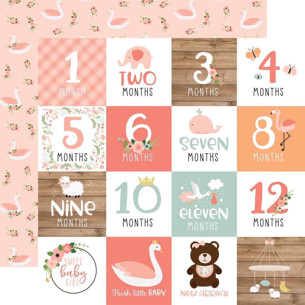 Baby Girl - Milestone Cards 30,5x30,5 cm