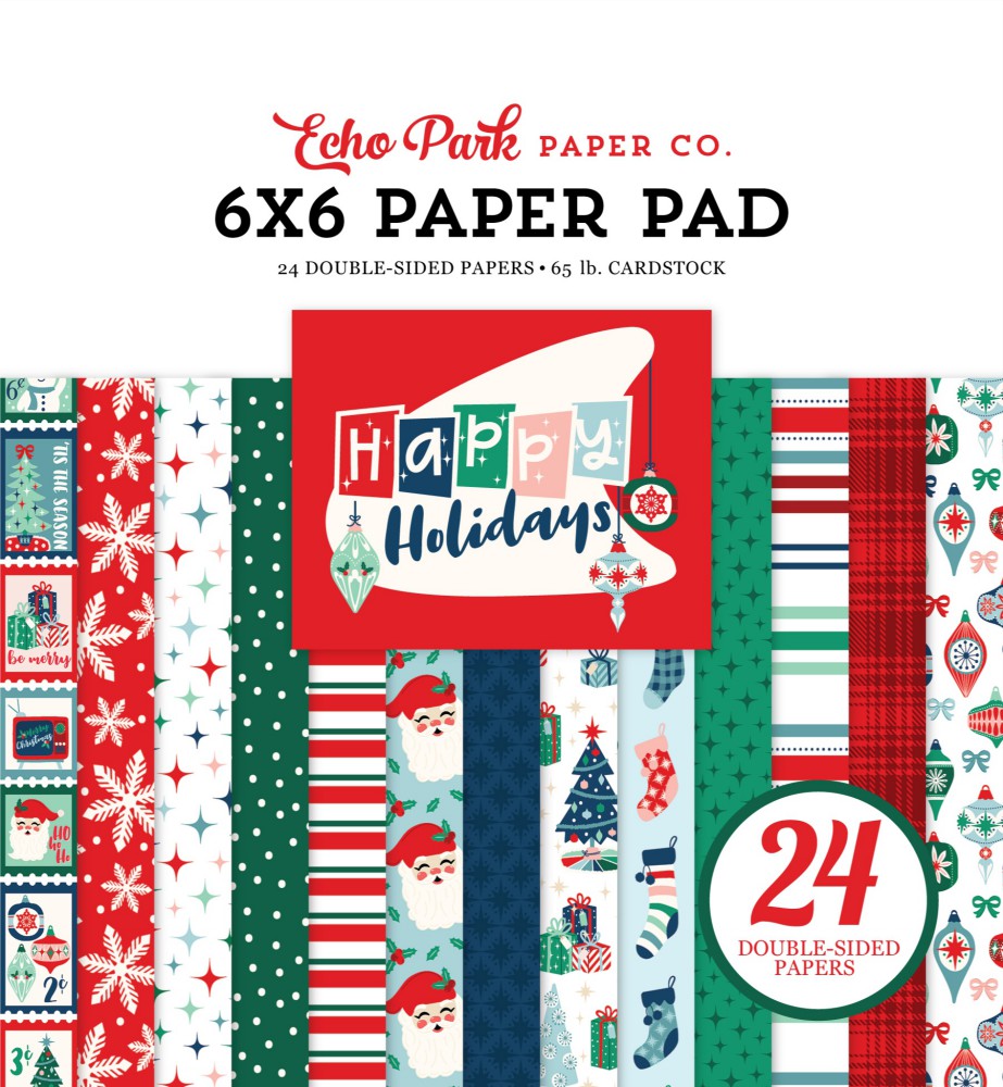 Happy Holidays Paper Pad 15,2x15,2 cm - zum Schließen ins Bild klicken