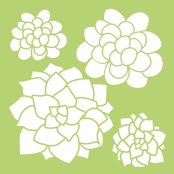 Succulents - Template 15,2x15,2 cm
