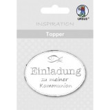 Topper - Einladung Kommunion silber