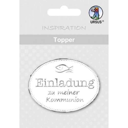 Topper - Einladung Kommunion silber