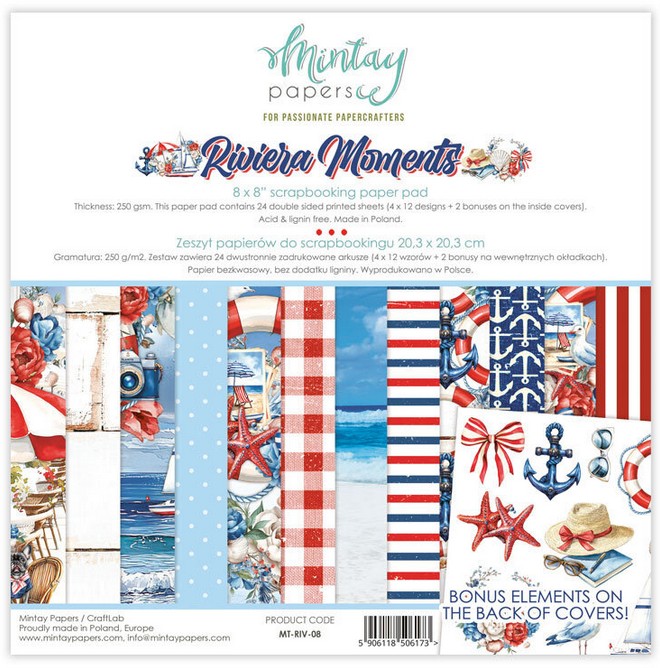 Riviera Moments 8x8 paper Pad 20,3x20,3 cm von Min