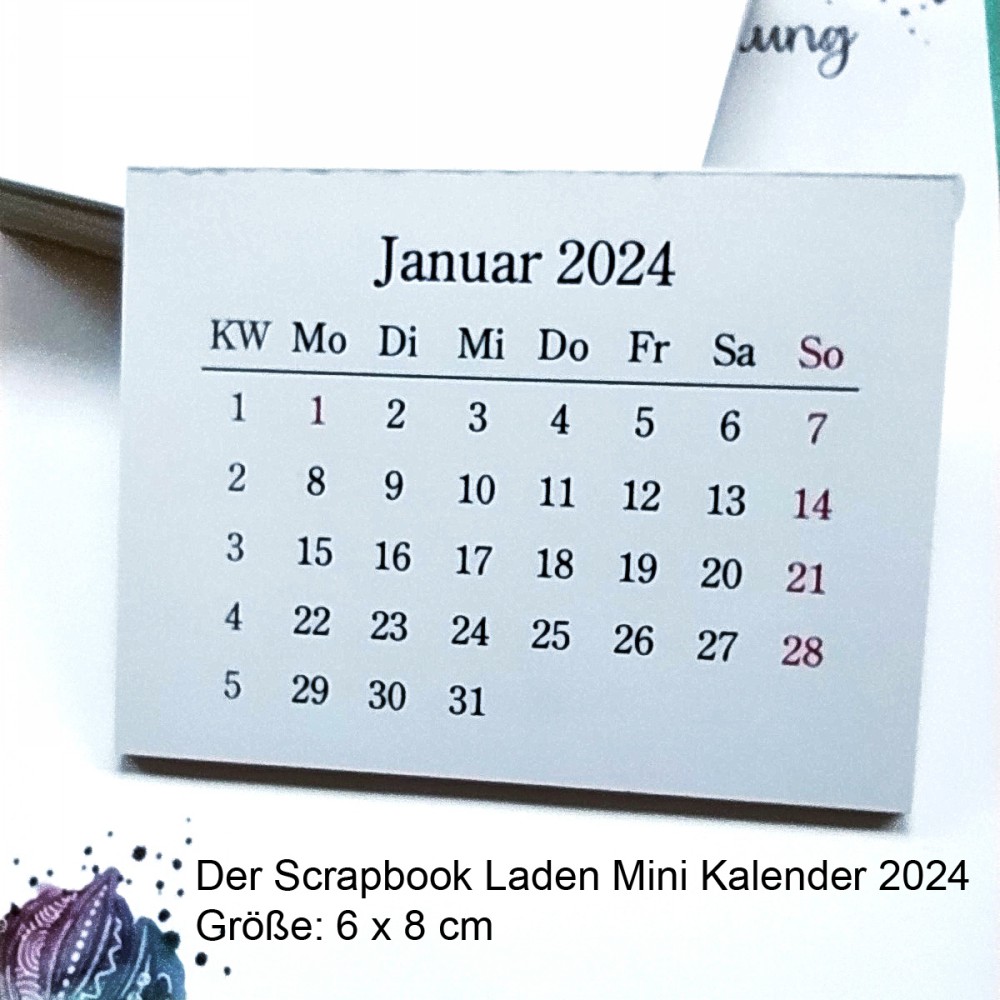 Mini Kalender für 2024 - 6 x 8 cm