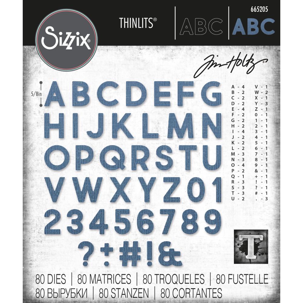 Sizzix Thinlits Die Set - 80PK Alphanumeric Bold 6
