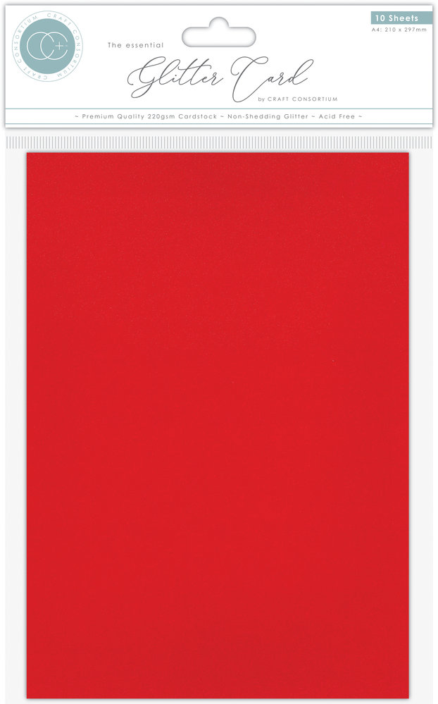 Craft Consortium Glitter Card Red - Din A4 / 10 Bö