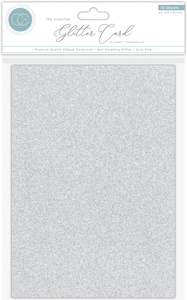 Craft Consortium Glitter Card Silver - Din A4 / 10