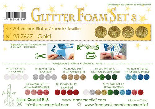LeCrea - Glitter foam 4 Bg A4 - Gold - zum Schließen ins Bild klicken