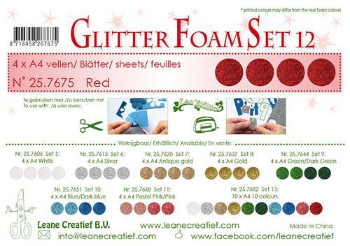 LeCrea - Glitter foam 4 Bg A4 - Red - zum Schließen ins Bild klicken