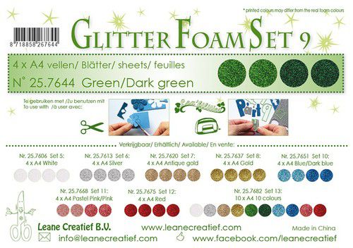 LeCrea - Glitter foam 4 Bg A4 - Green - zum Schließen ins Bild klicken