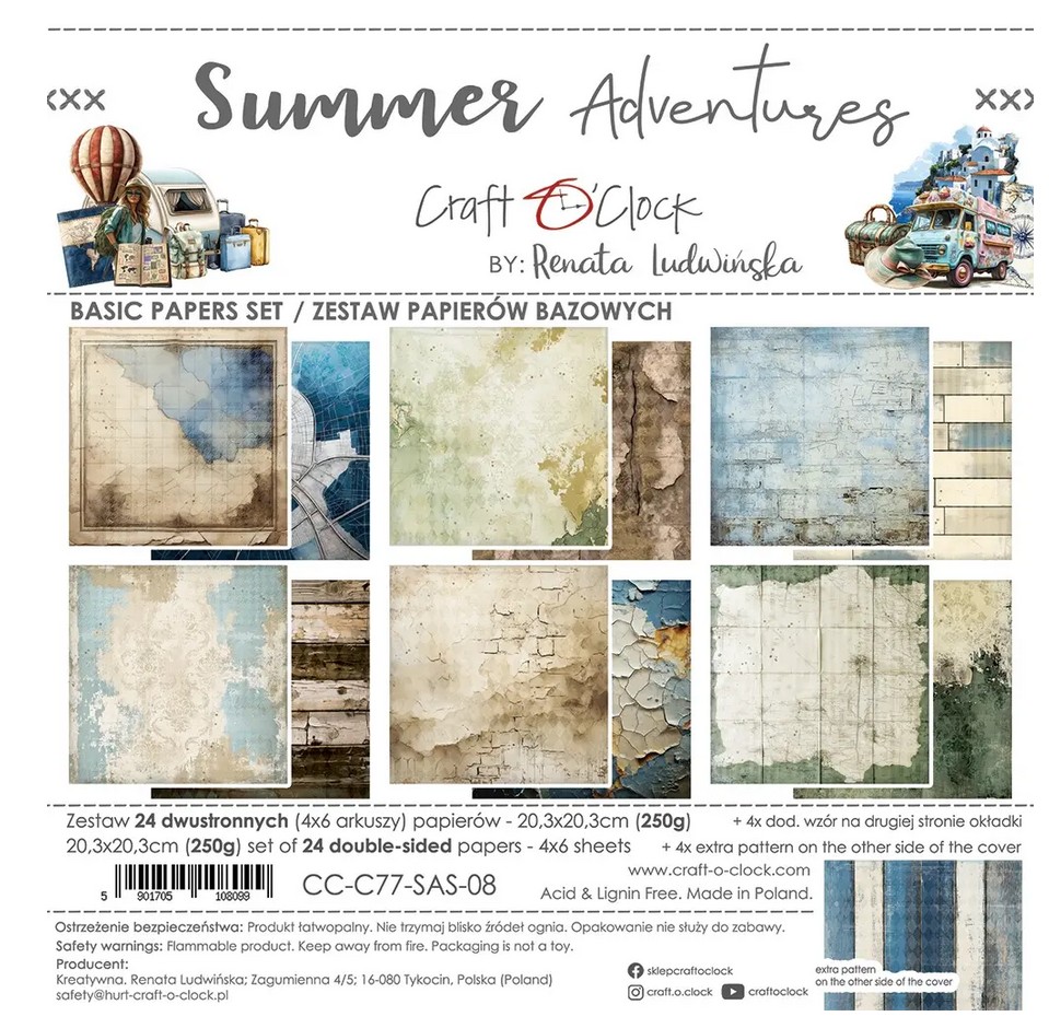 Summer Adventures Basic Paper Set 20,3x20,3 cm