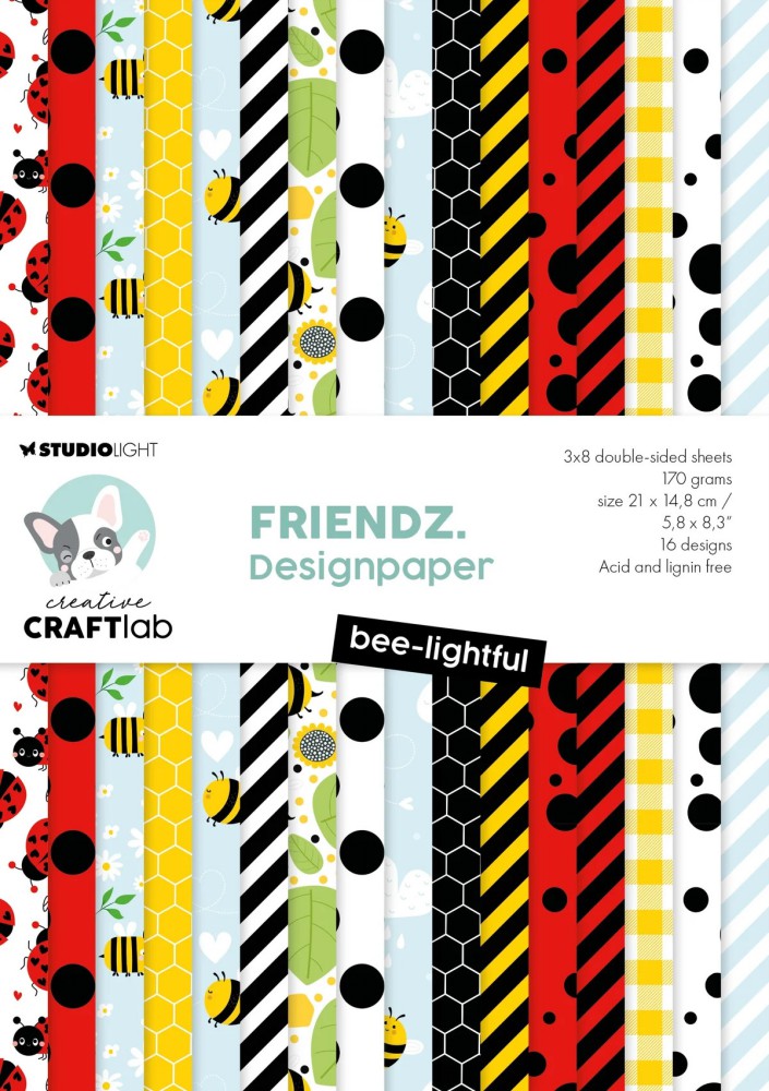 Studio Light Paper pad Bee-lightful Friendz 6x8 in